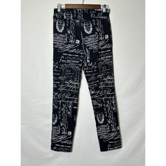 Krazy Larry Women's French News Black Pull On Stretch Ankle Pants, Size 10 - Picture 3 of 4